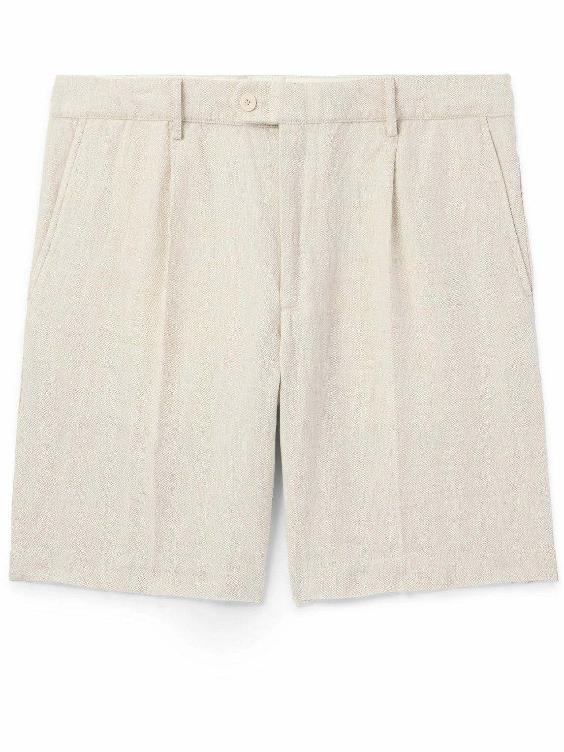 Club Monaco - Straight-Leg Pleated Linen Shorts - Neutrals