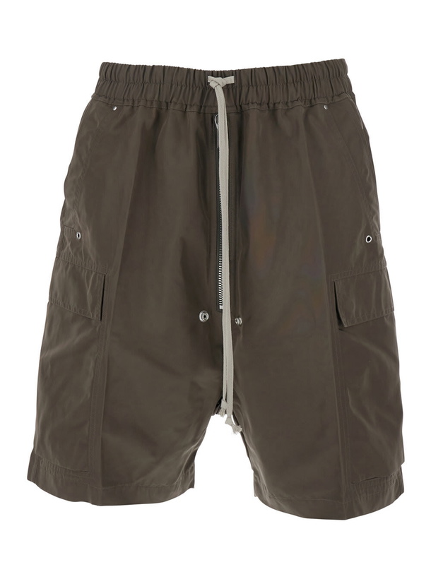 Photo: Rick Owens cargobela Grey Shorts With Elastic Waist With Drawstring And Patch Cargo Pockets In Cotton Man