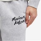 Maison Kitsuné Men's Handwriting Comfort Sweat Pants in Light Grey Melange