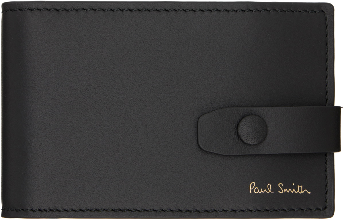 Paul Smith Black Signature Stripe Leather Card Holder