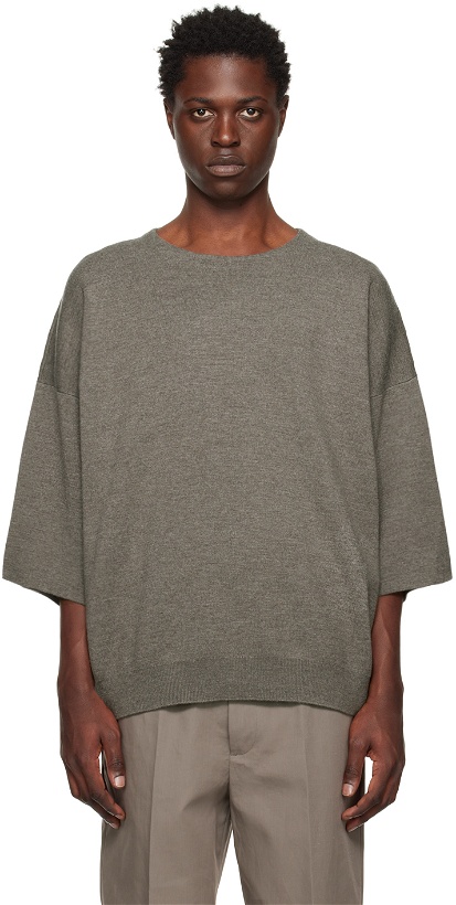 Photo: Fear of God Gray Cropped Sleeve Sweater
