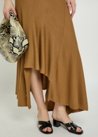 Khaite Miranda Ribbed Asymmetric Wool-blend Midi Skirt Camel