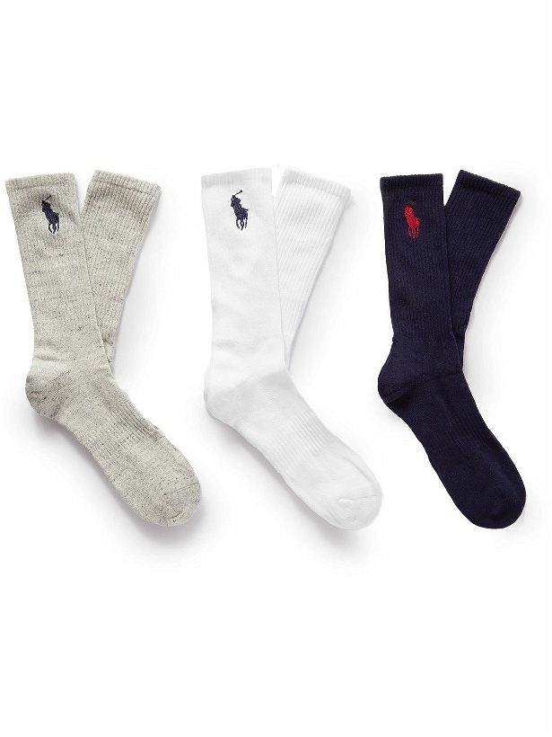Photo: Polo Ralph Lauren - Three-Pack Ribbed Stretch Cotton-Blend Socks