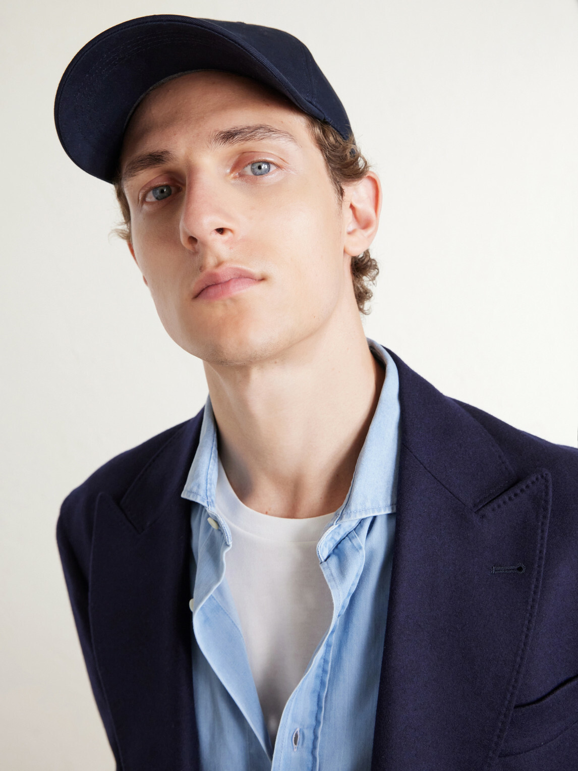 Brunello Cucinelli - Logo-Embroidered Leather-Trimmed Cotton-Twill Baseball Cap - Blue