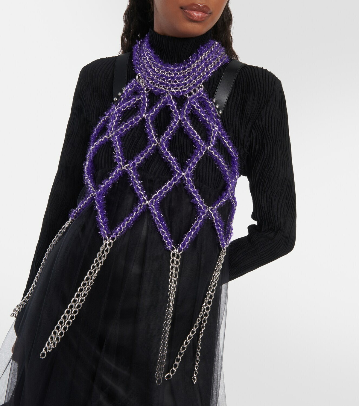 Noir Kei Ninomiya Chain-detail faux leather top Noir Kei