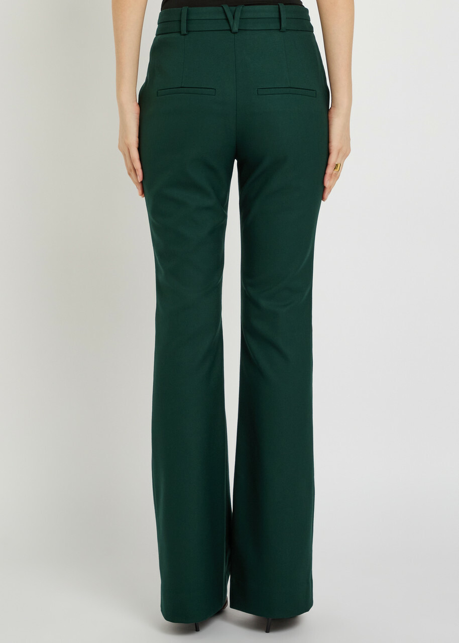 Veronica Beard Melvin Flared-leg Trousers Dark Green