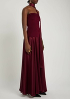 Esse Studios Illi Scarf-effect Silk and Stretch-knit Maxi Dress Burgundy