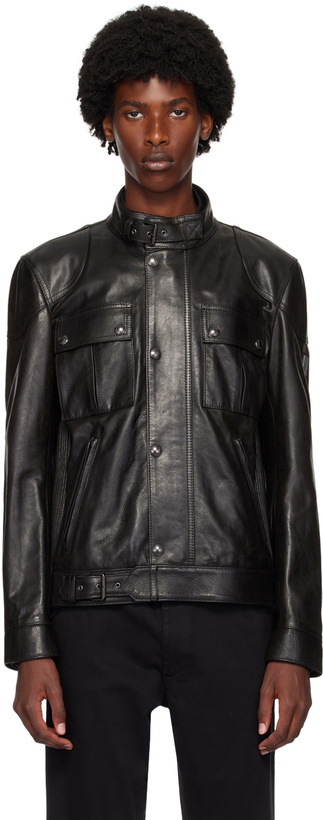 Photo: Belstaff Black Hand-Waxed Gangster Leather Jacket