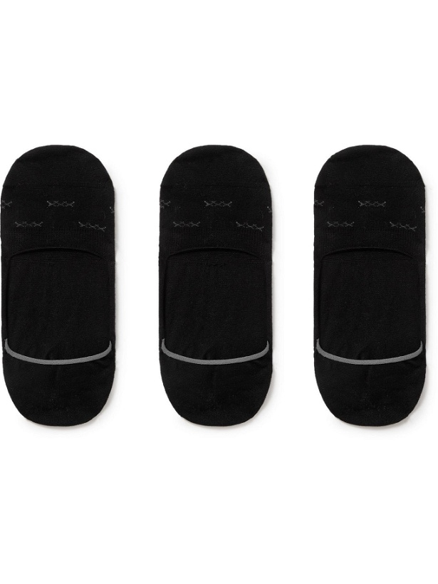 Photo: ERMENEGILDO ZEGNA - Iconic Triple X Three-Pack Cotton-Blend No-Show Socks - Black