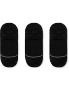 ERMENEGILDO ZEGNA - Iconic Triple X Three-Pack Cotton-Blend No-Show Socks - Black
