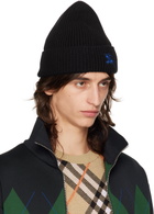 Burberry Black Ribbed Cashmere Beanie