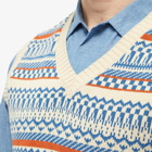 Beams Plus Men's Fair isle Knitted Vest in Natural