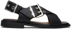 GANNI Black Feminine Buckle Cross Strap Sandals