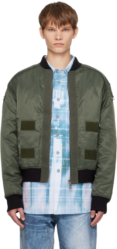 Photo: Andersson Bell Khaki Flight Layered Washed Bomber Jacket
