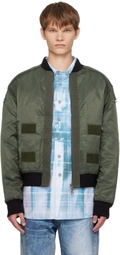 Andersson Bell Khaki Flight Layered Washed Bomber Jacket