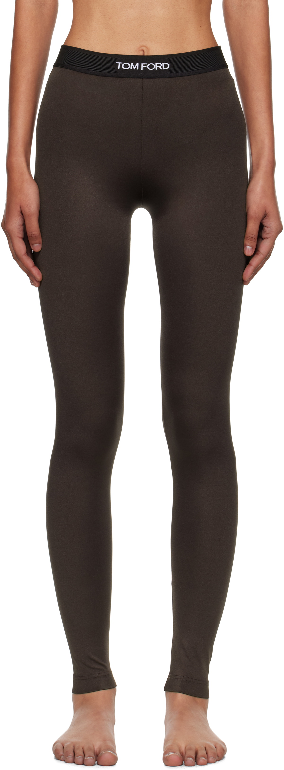 TOM FORD Brown Lustrous Jersey Signature Leggings