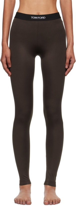 Photo: TOM FORD Brown Lustrous Jersey Signature Leggings