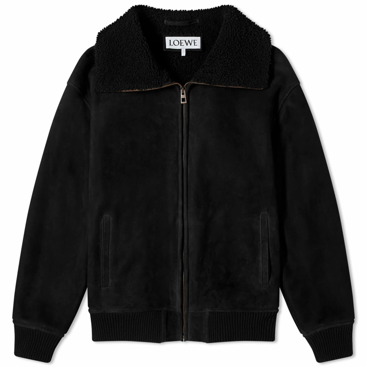 Photo: Loewe Men's Shearling Bomber Jacket in Black