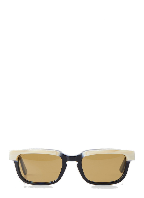 Photo: Contrast Trims Rectangular Sunglasses in Black