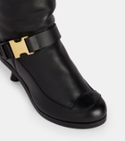 Sacai Leather knee-high boots