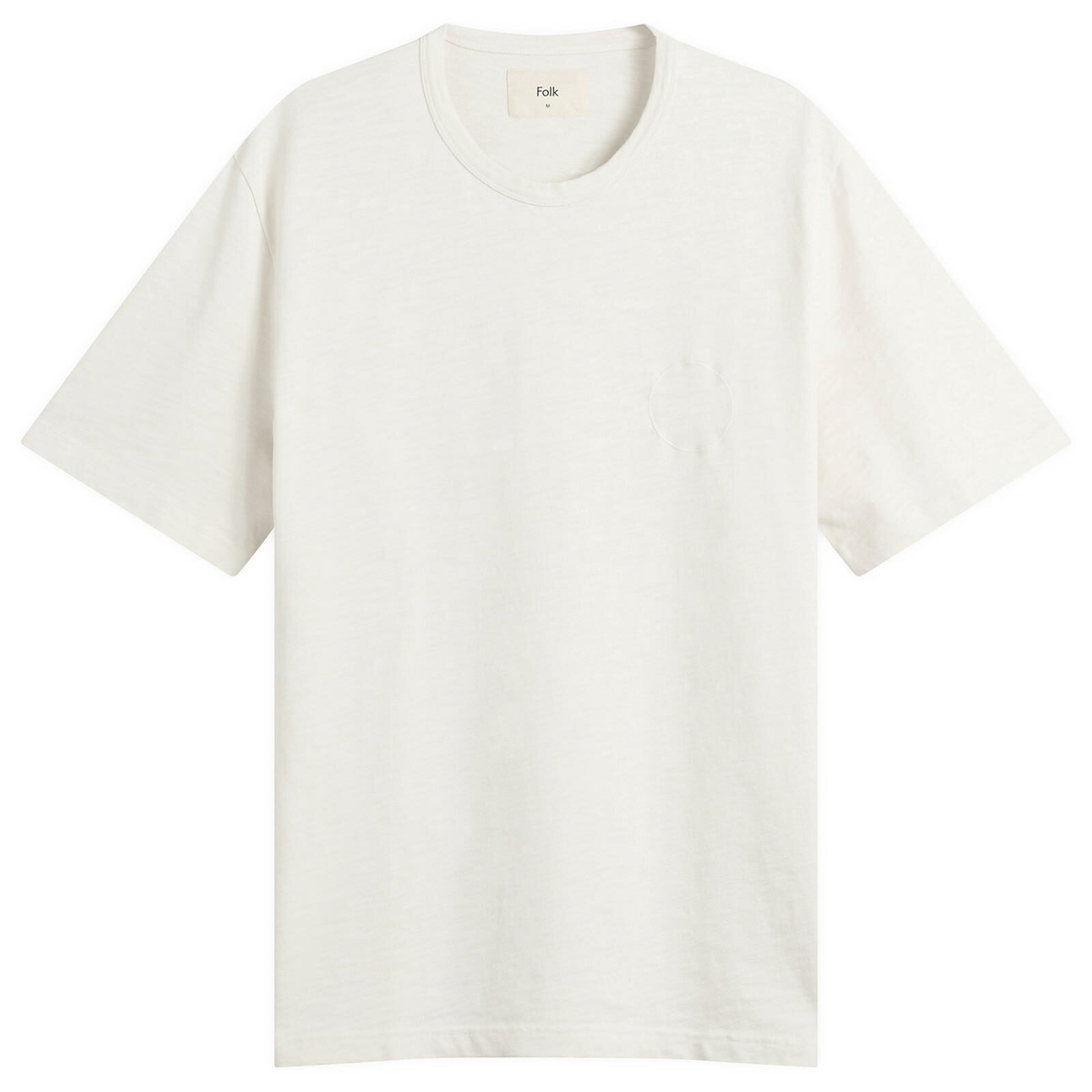 Folk Men's Slub Embroidered T-Shirt in Off White