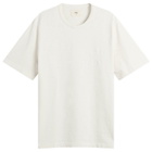 Folk Men's Slub Embroidered T-Shirt in Off White