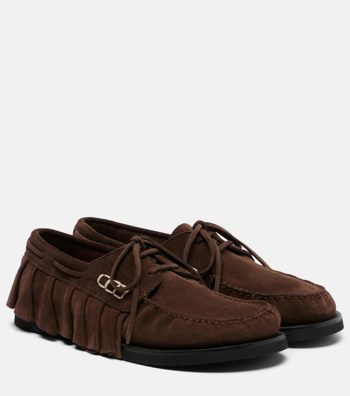 JW Anderson Ruffled suede boat shoes