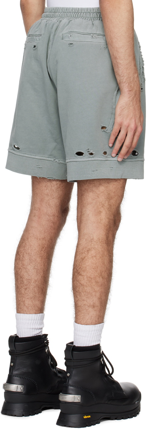 C2H4 Gray Distressed Shorts