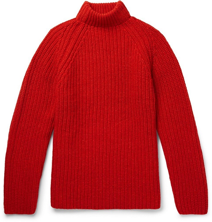 Photo: Albam - Ribbed Wool Mock-Neck Sweater - Men - Red