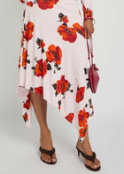 Alaïa Floral-print Asymmetric Jersey Midi Skirt Red