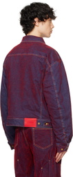 KUSIKOHC Red Velvet Padded Multi Rivet Denim Jacket