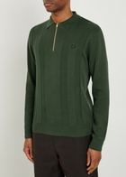 Fred Perry Logo-embroidered Fine-knit Cotton Jumper Dark Green