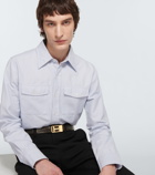 Tom Ford - Classic T croc-effect leather belt