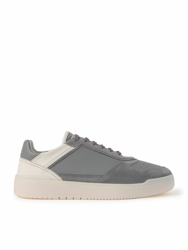 Photo: Brunello Cucinelli - Slam Perforated Leather and Suede Sneakers - Gray