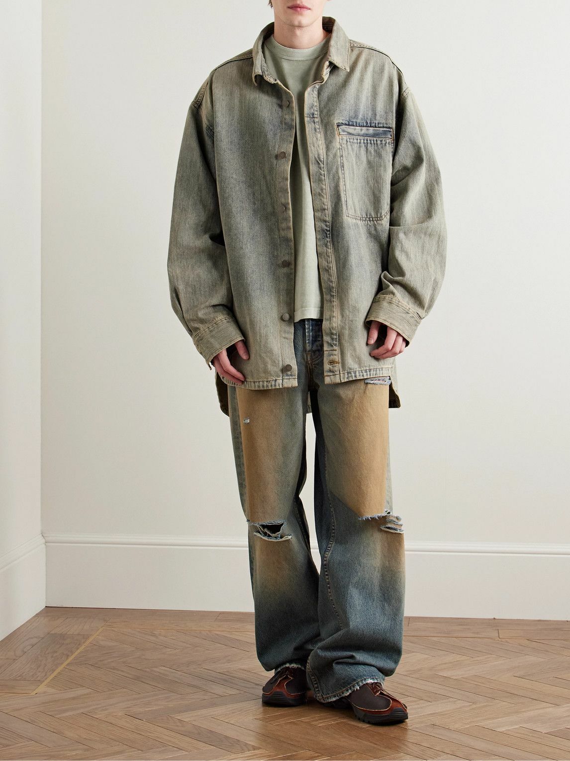 entire studios HERCULEAN デニムシャツジャケット entire studios HERCULEAN DENIM SHIRT JACKET (STONE LIGHT)の商品