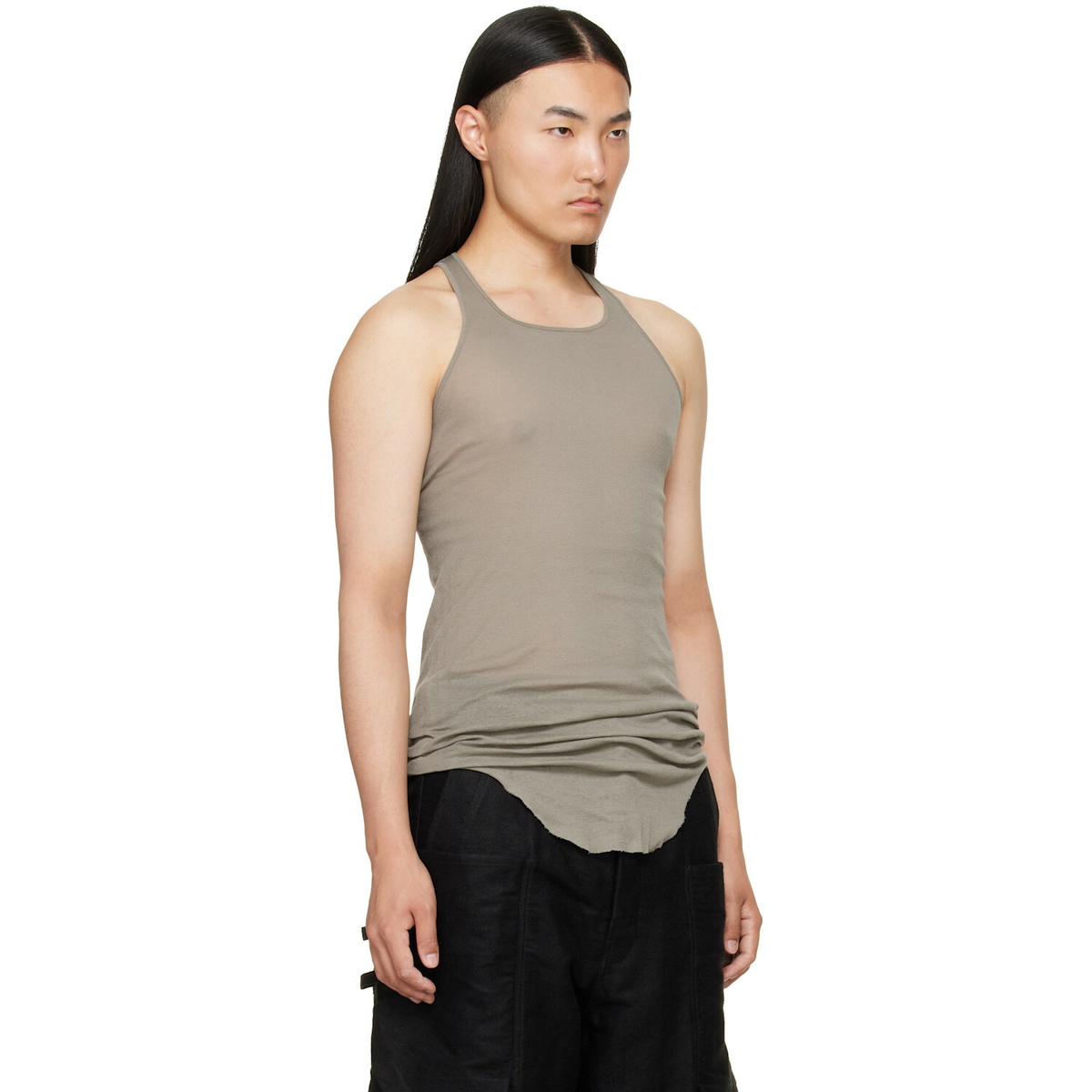 Rick Owens Taupe Tower Basic Rib Tank Top