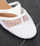 Alaïa Infradito fishnet leather-trimmed mules