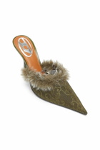 Diesel D-Ten & Half - Mules in nylon with fuzzy trim - Moccasins and Mules Womens in Green