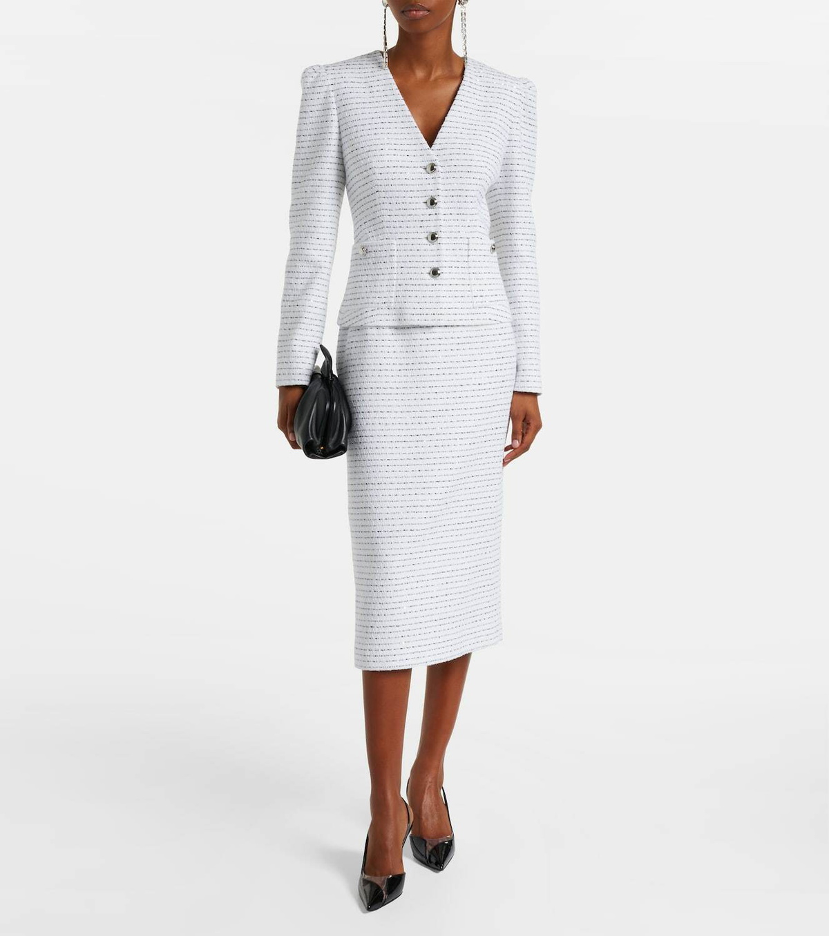 Alessandra Rich Sequined tweed midi skirt