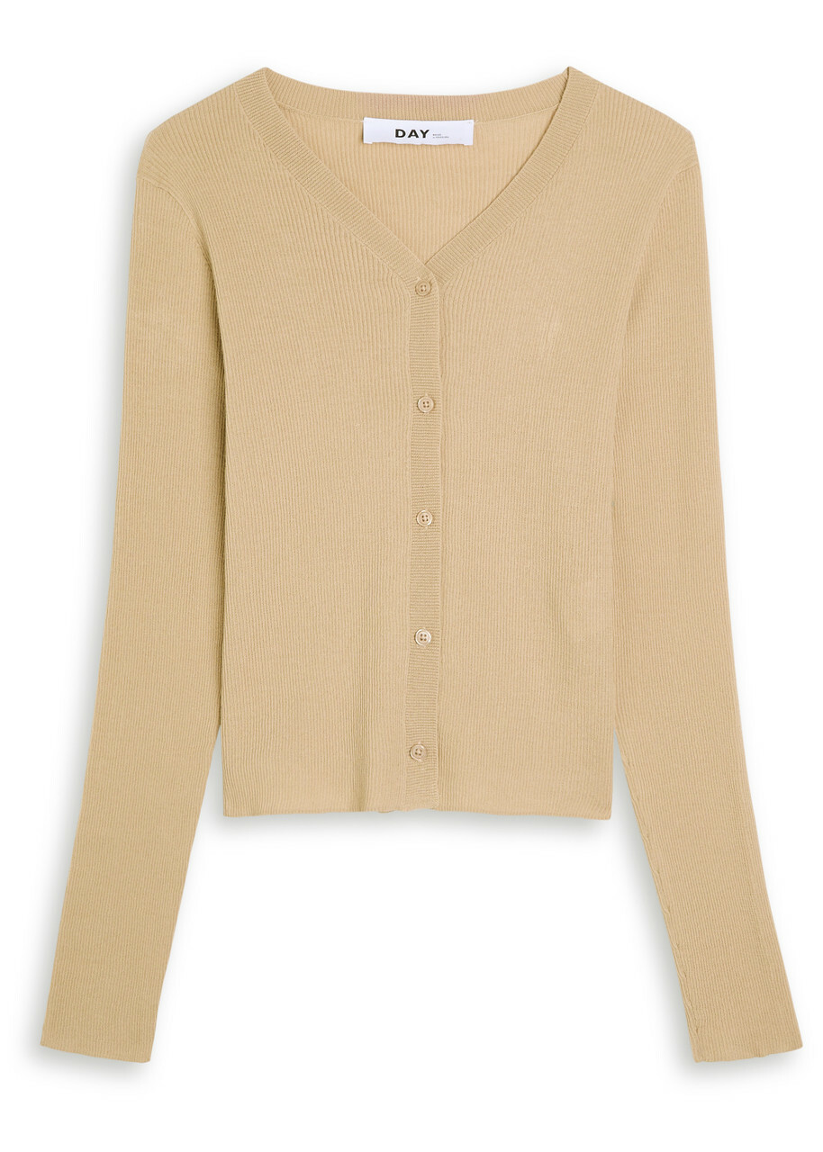 Day Birger ET Mikkelsen Briggs Ribbed Cotton-blend Cardigan Beige