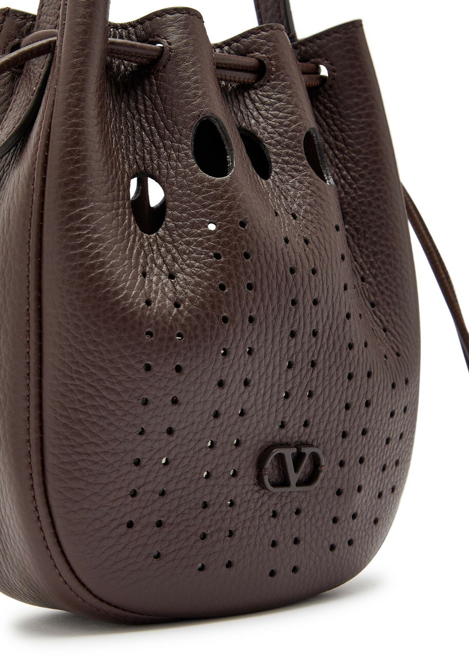 Valentino Garavani Perforated Grained Leather Cross-body bag - Brown - One Size