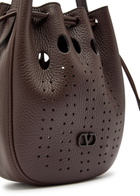 Valentino Garavani Perforated Grained Leather Cross-body bag - Brown - One Size