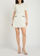 Rebecca Vallance Dillon Crystal and Sequin-embellished Lace Mini Dress Ivory