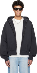 Fear of God ESSENTIALS Black Holiday Embroidered Classic Full Zip Hoodie