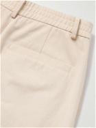 LE 17 SEPTEMBRE - Wide-Leg Pleated Cotton-Twill Trousers - Neutrals