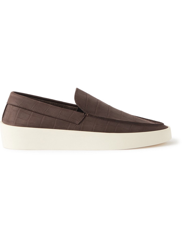Photo: Fear of God - Croc-Effect Leather Espadrilles - Brown