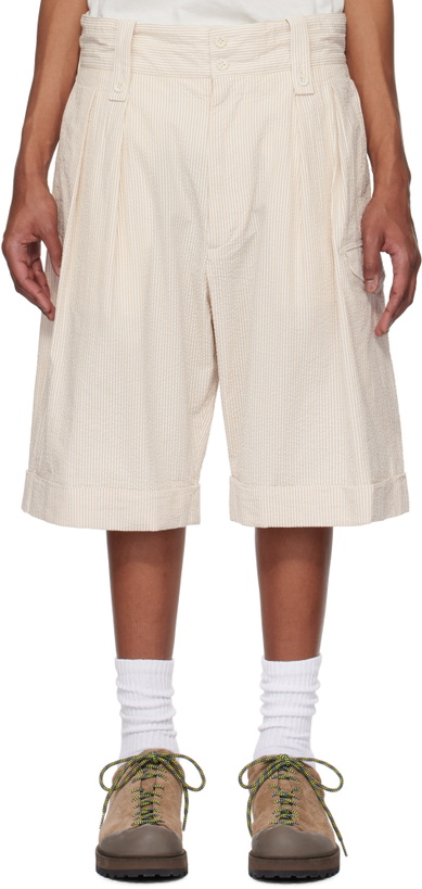 Photo: Engineered Garments Beige & White Gurkha Shorts