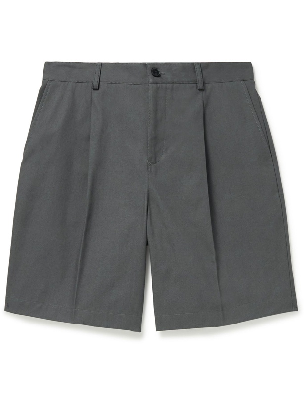 Photo: MR P. - Pleated Cotton-Twill Shorts - Gray