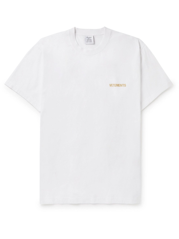 Photo: VETEMENTS - Oversized Logo-Print Cotton-Jersey T-Shirt - White