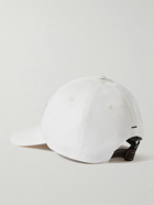 Brunello Cucinelli - Logo-Embroidered Leather-Trimmed Cotton-Twill Baseball Cap - White